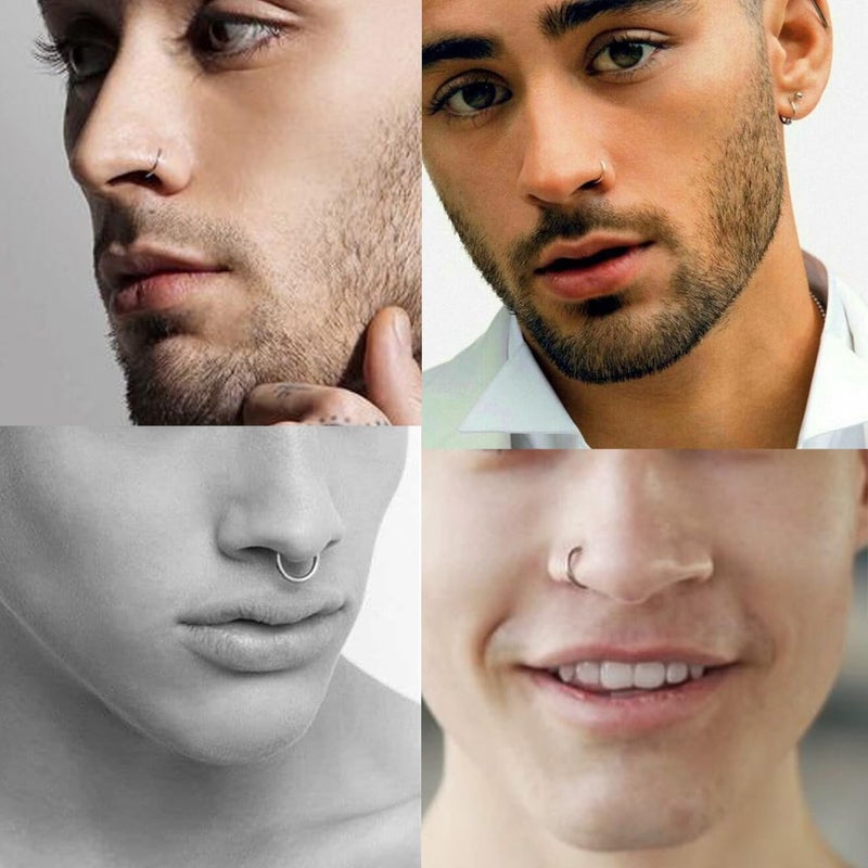 FECTAS Nose Rings Hoops Surgical Steel 18g 20g Gauge 6mm 8mm 10mm 12mm Earrings Piercing Hoops Jewelry for Men Women - Image 4